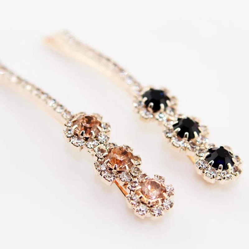 Suoirblss 4 PCS Women Lady Crystal Hairpins Rhinestone Elegant Flower Hair Snap Clip Hair Pin Clamps Accessories Bobby Pin Headwear - Image 4